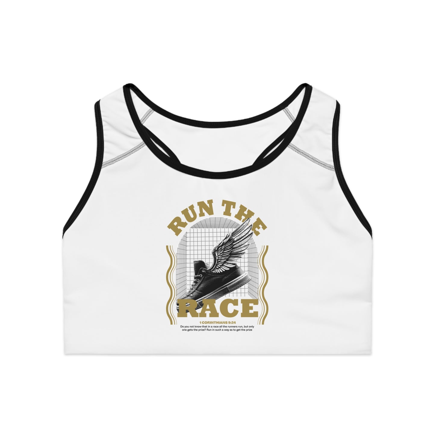 "Run The Race "  Unisex Sports Bra - The Shield of Light