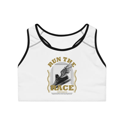 "Run The Race "  Unisex Sports Bra - The Shield of Light