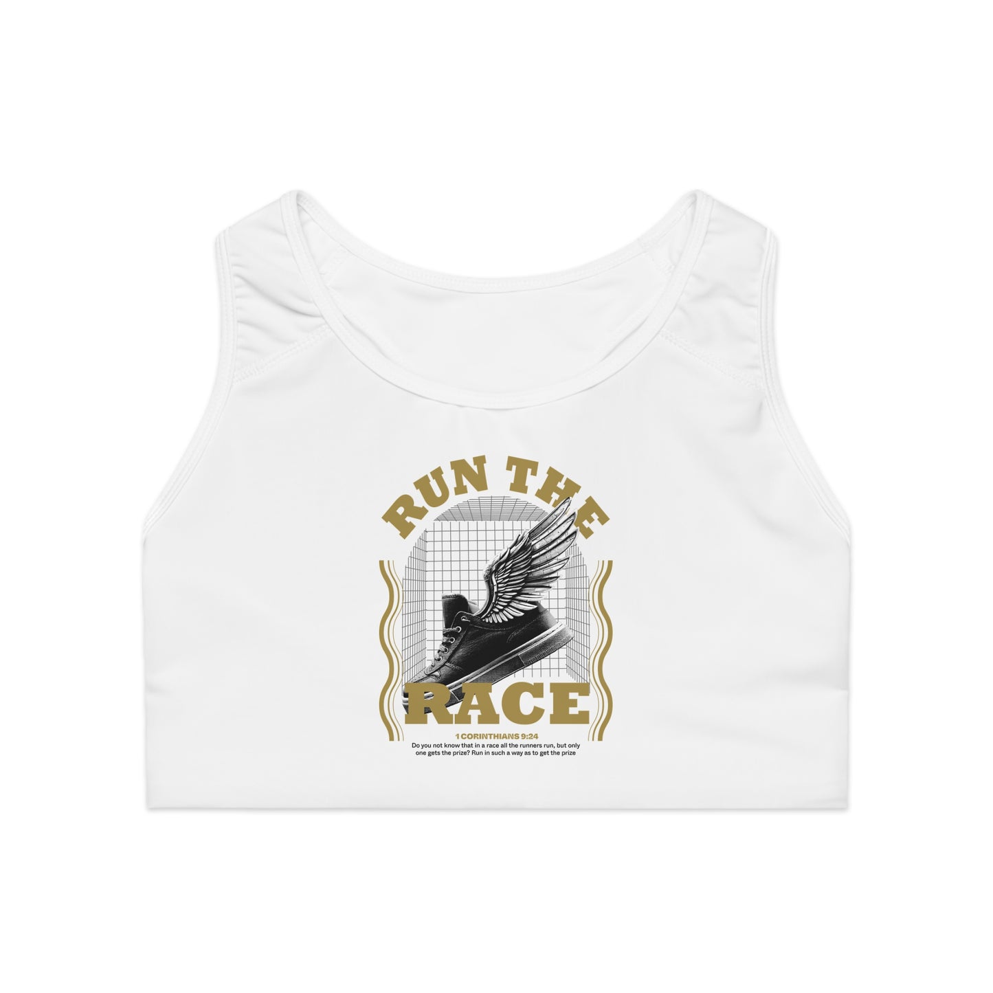 "Run The Race "  Unisex Sports Bra - The Shield of Light