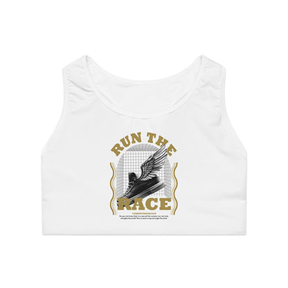 "Run The Race "  Unisex Sports Bra - The Shield of Light