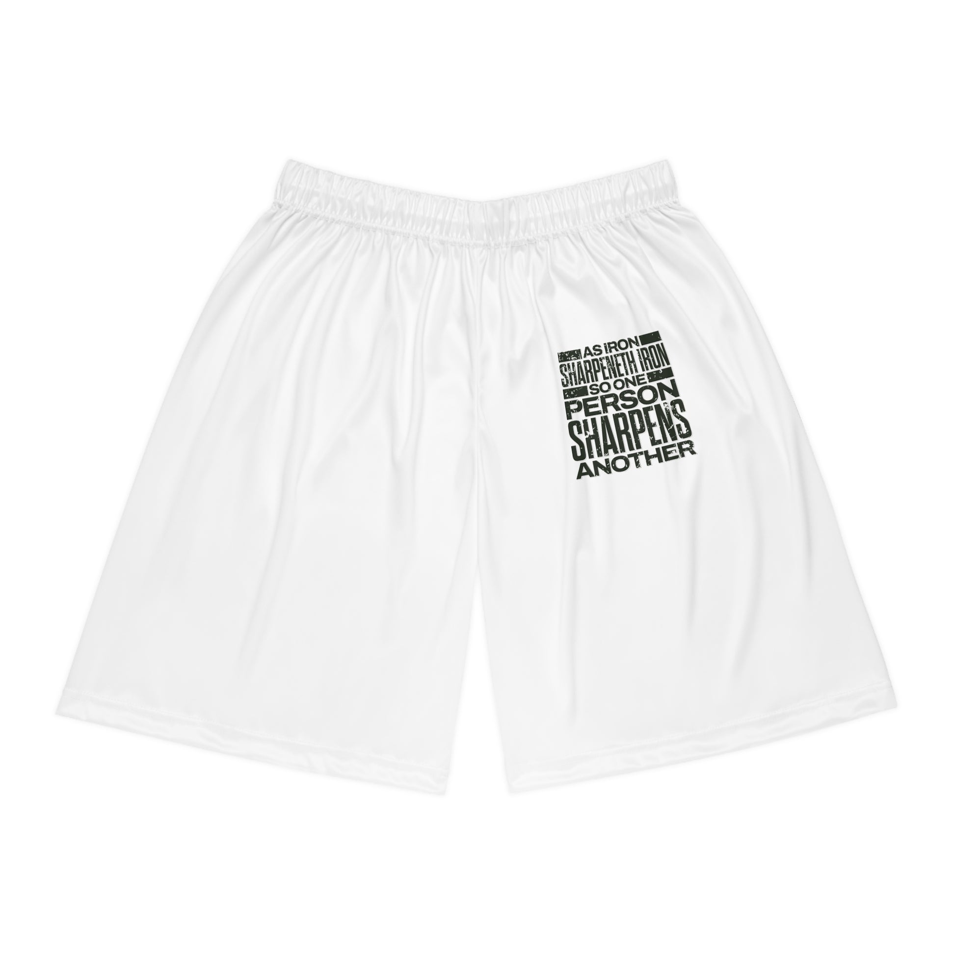 "As Iron Sharpeneth Iron So One Person Sharpens Another" Basketball Shorts - The Shield of Light