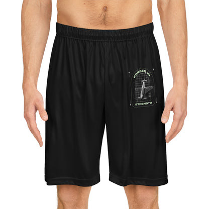 "Forged In Strength" Basketball Shorts - The Shield of Light