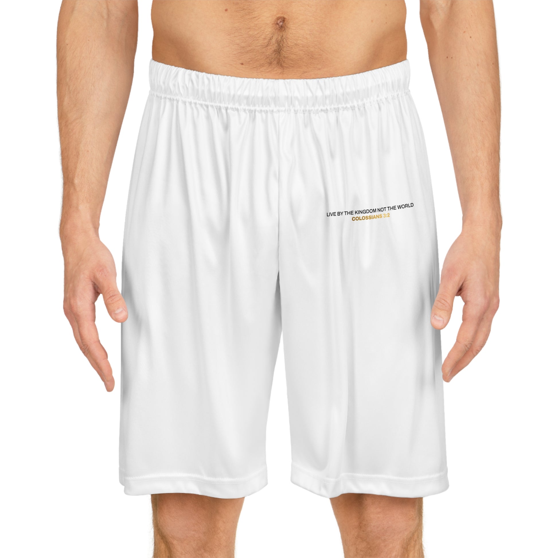 "Live By the Kingdom Not the World Colossians 3:2" Basketball Shorts - The Shield of Light