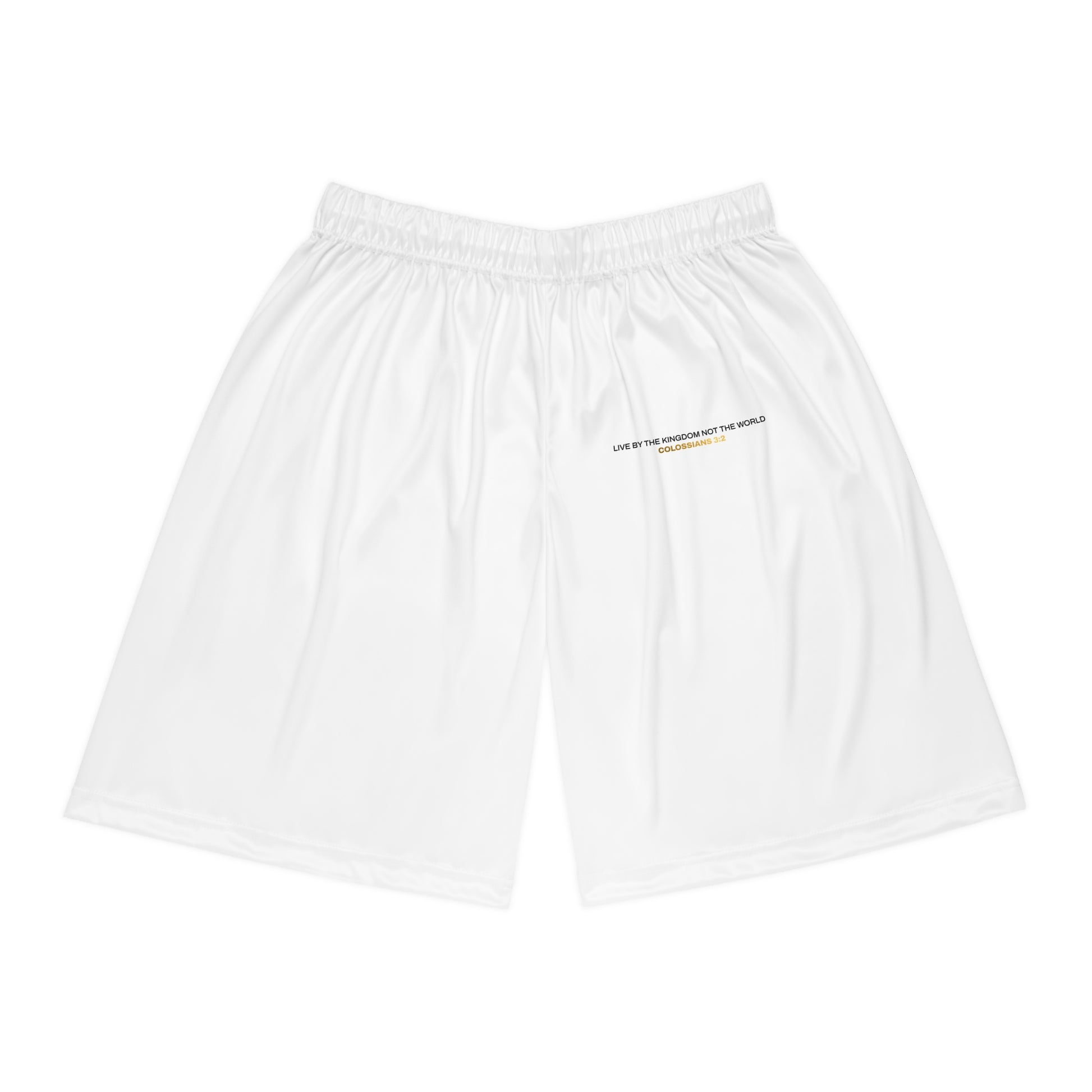 "Live By the Kingdom Not the World Colossians 3:2" Basketball Shorts - The Shield of Light
