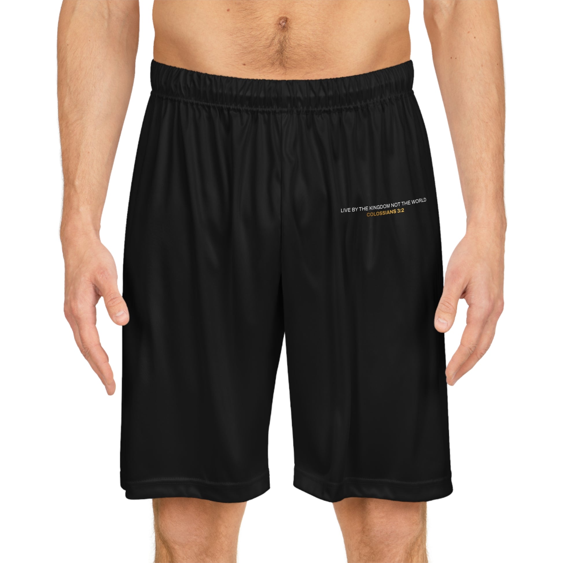 "Live By the Kingdom Not the World Colossians 3:2" Basketball Shorts - The Shield of Light