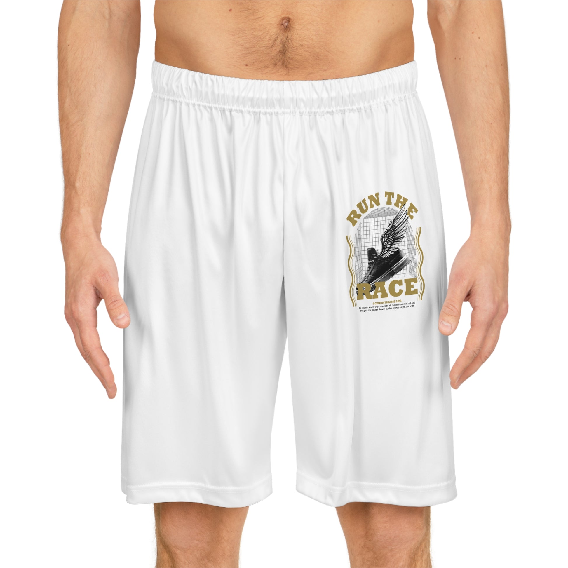 "Run The Race "  Basketball Shorts - The Shield of Light