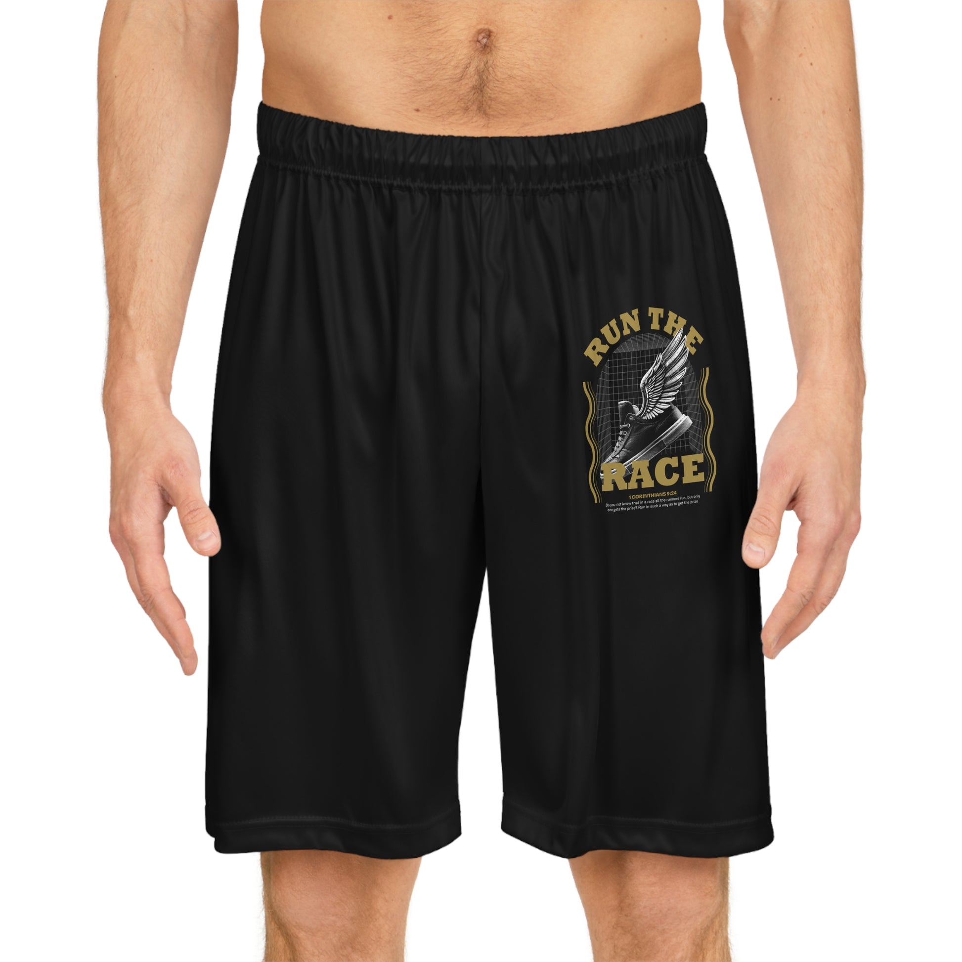 "Run The Race "  Basketball Shorts - The Shield of Light
