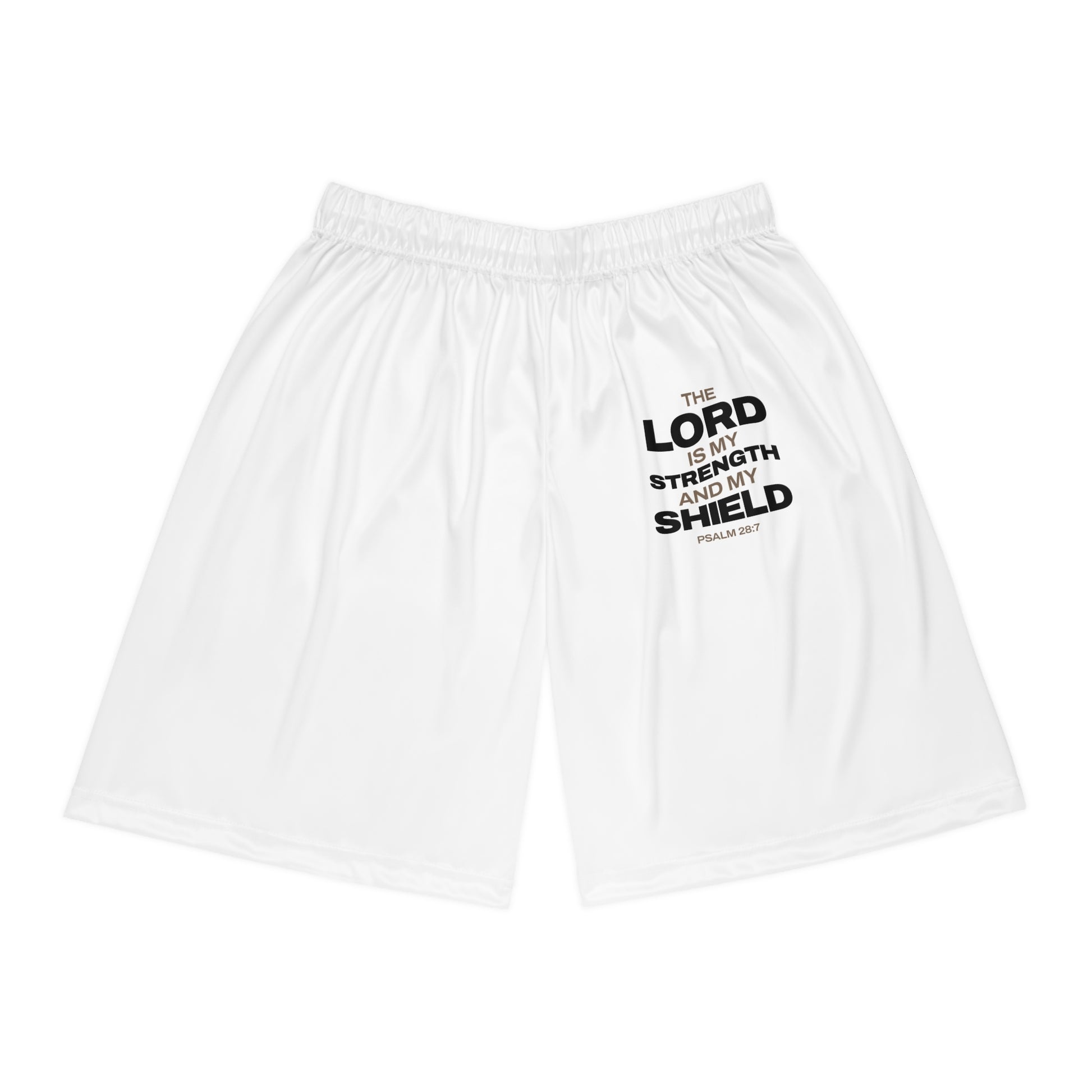 "The Lord Is My Strength and My Shield Psalm 28:7" Basketball Shorts - The Shield of Light