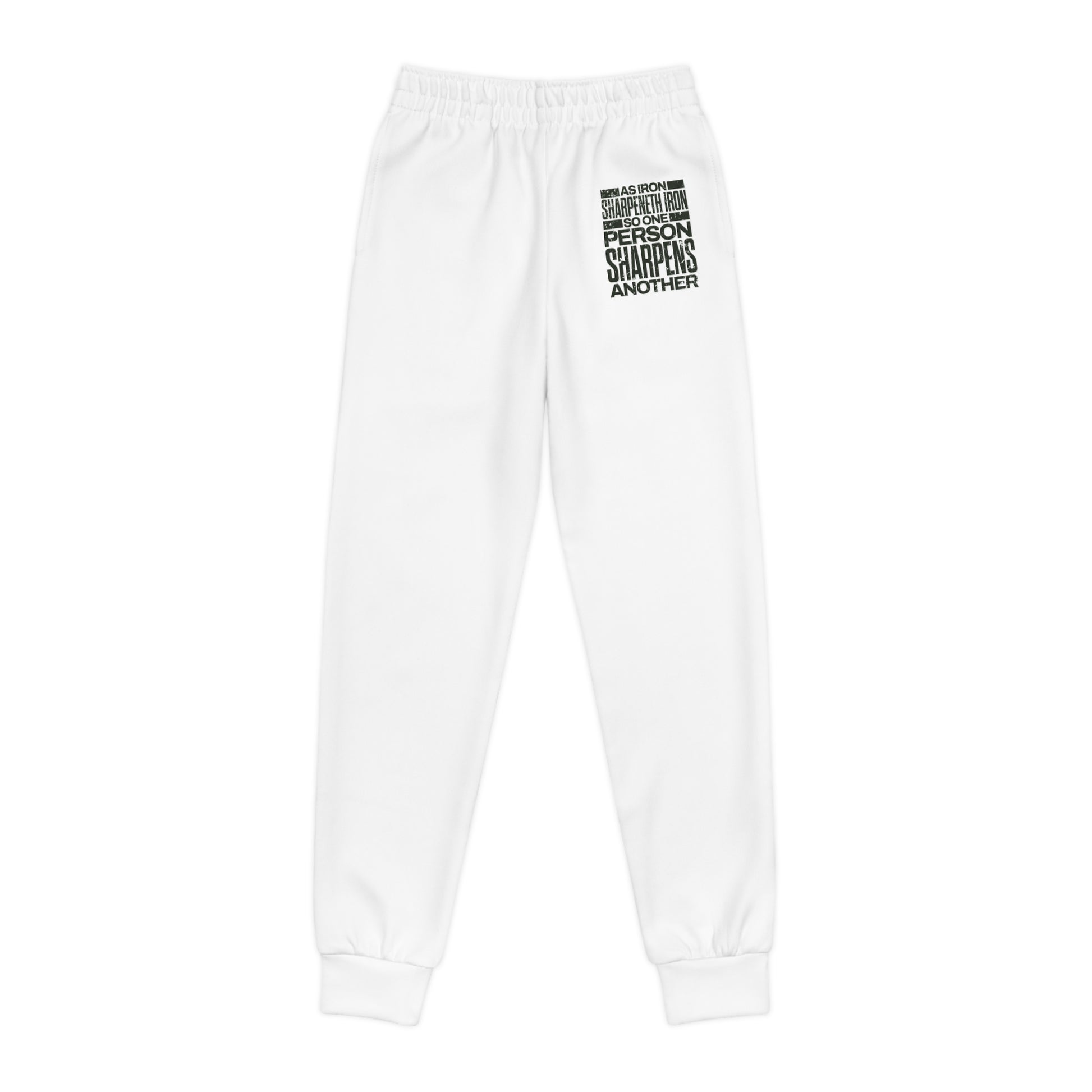 "As Iron Sharpeneth Iron So One Person Sharpens Another" Unisex Youth Joggers - The Shield of Light