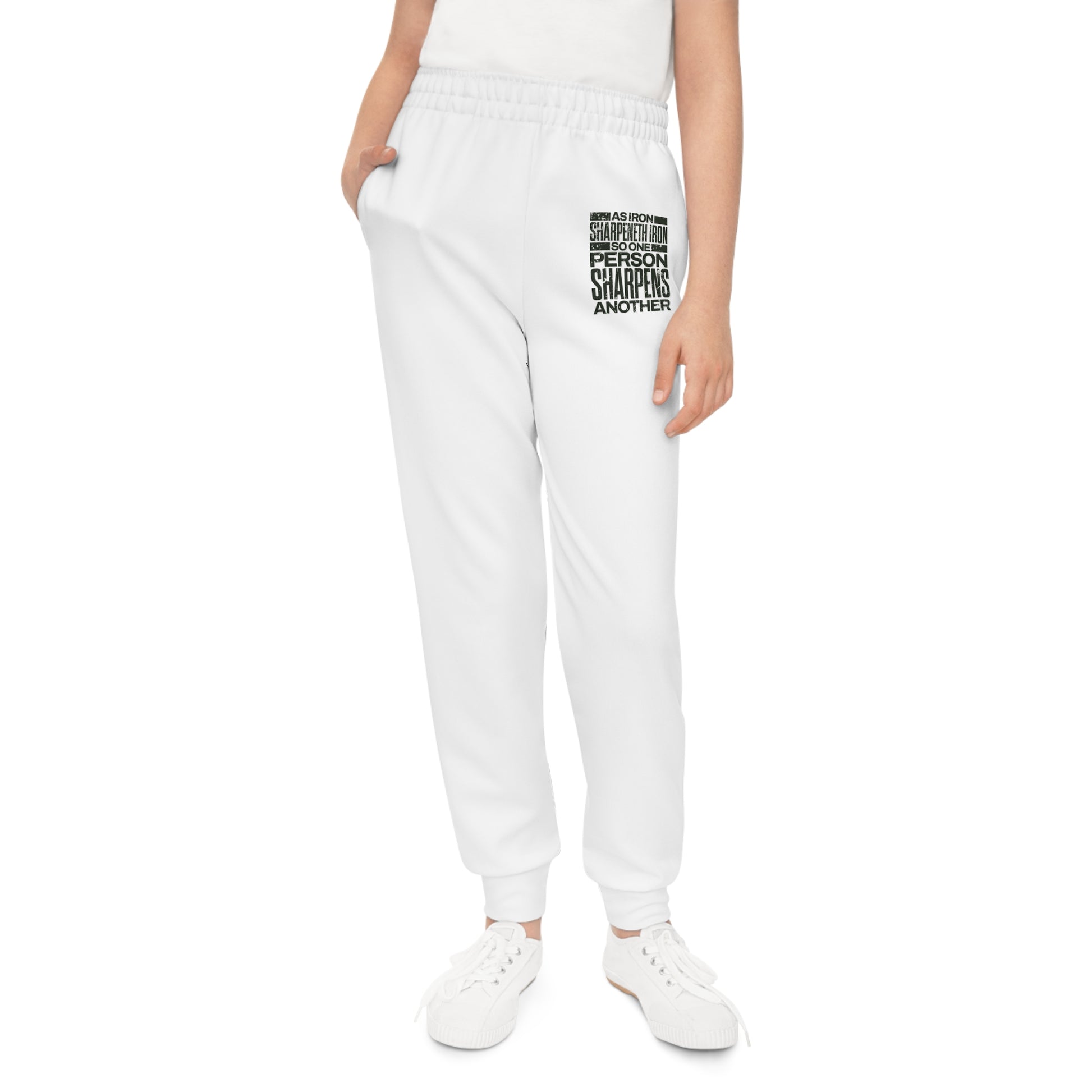 "As Iron Sharpeneth Iron So One Person Sharpens Another" Unisex Youth Joggers - The Shield of Light