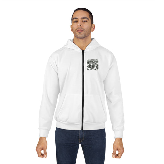 "As Iron Sharpeneth Iron So One Person Sharpens Another" Unisex Zip Hoodie - The Shield of Light