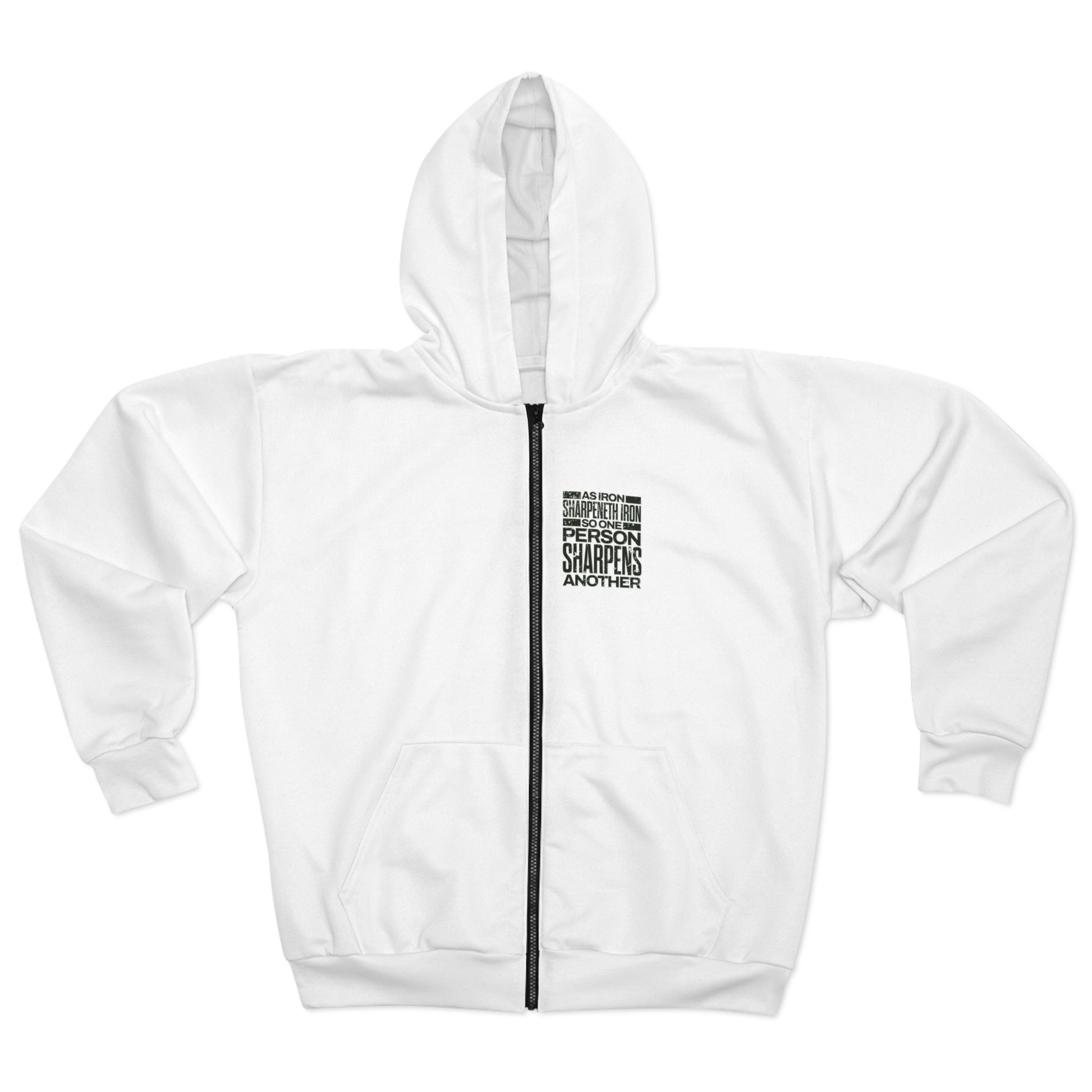 "As Iron Sharpeneth Iron So One Person Sharpens Another" Unisex Zip Hoodie - The Shield of Light