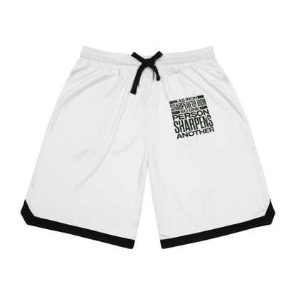 "As Iron Sharpeneth Iron So One Person Sharpens Another"  Unisex Basketball Rib Shorts - The Shield of Light