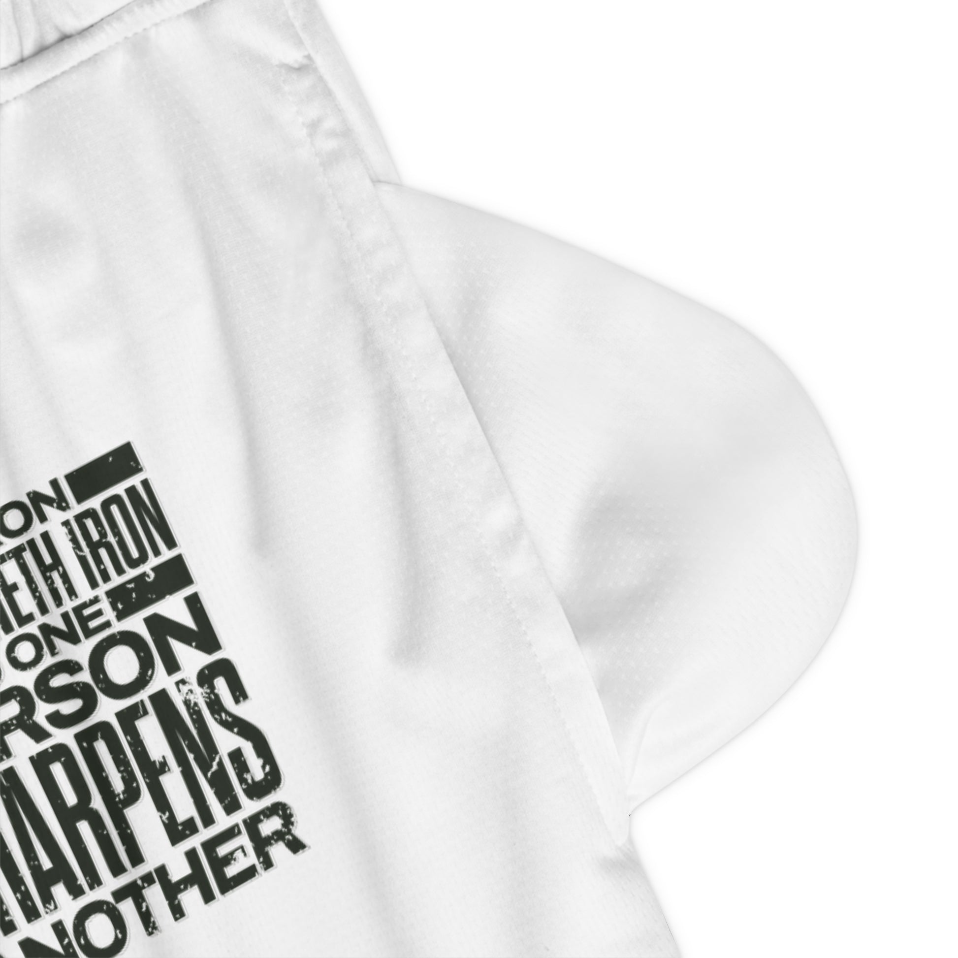 "As Iron Sharpeneth Iron So One Person Sharpens Another"  Unisex Basketball Rib Shorts - The Shield of Light