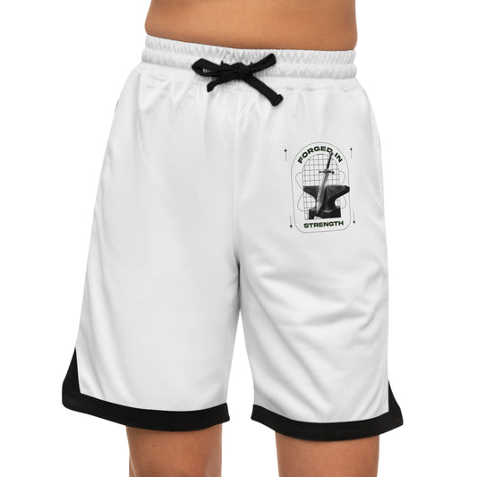 "Forged In Strength" Unisex Basketball Rib Shorts - The Shield of Light