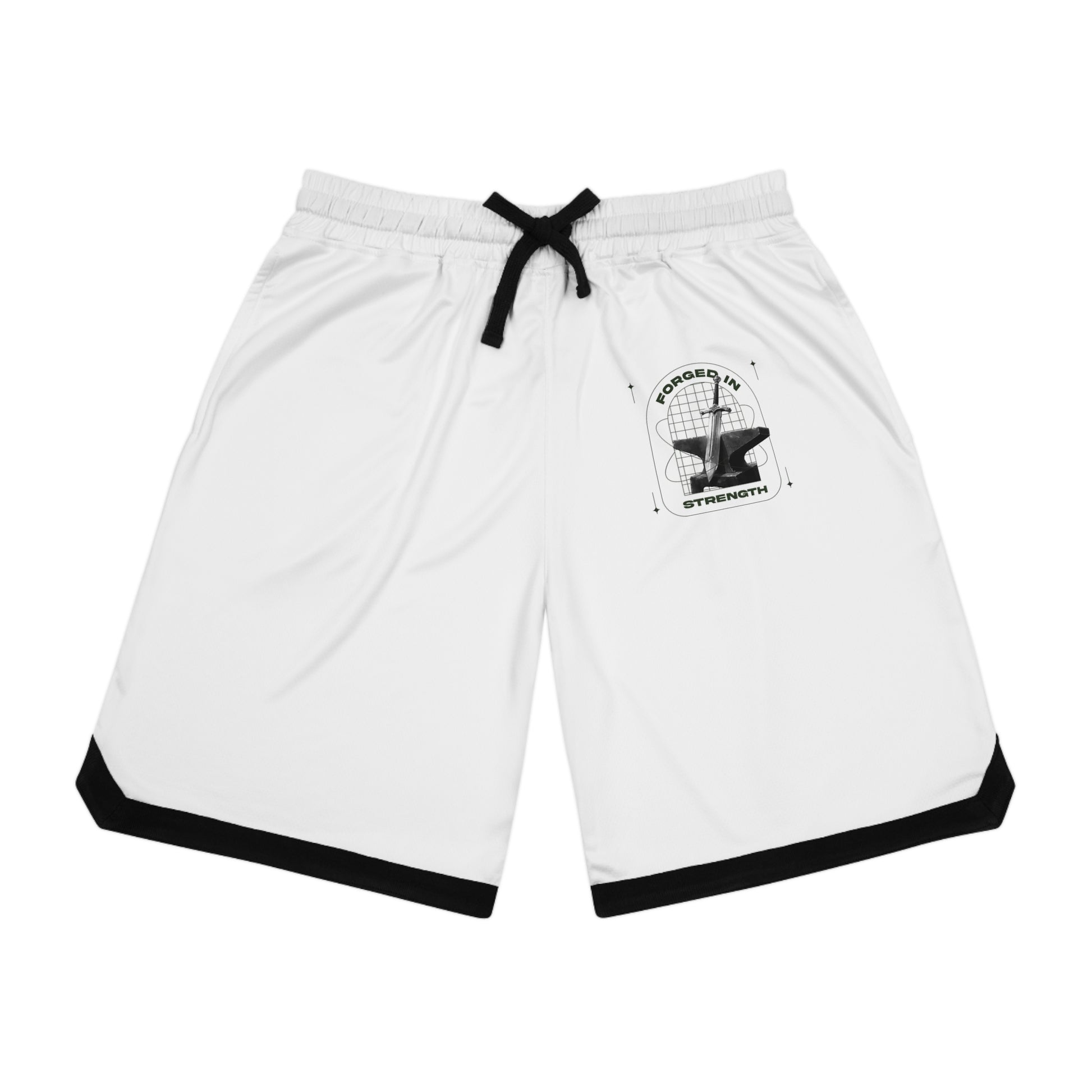 "Forged In Strength" Unisex Basketball Rib Shorts - The Shield of Light