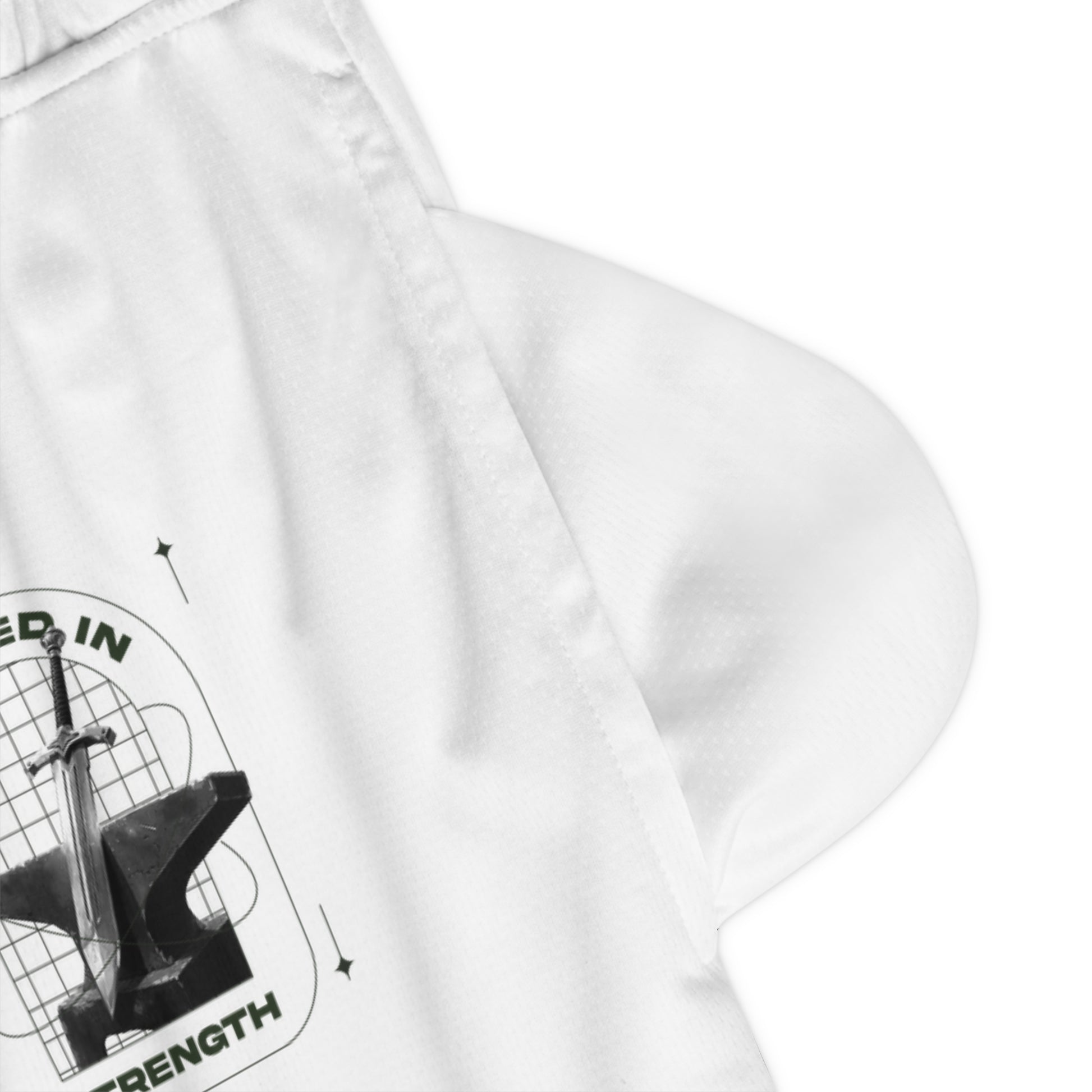 "Forged In Strength" Unisex Basketball Rib Shorts - The Shield of Light