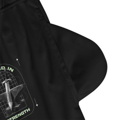 "Forged In Strength" Unisex Basketball Rib Shorts - The Shield of Light