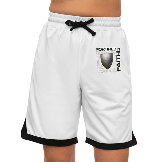 "Fortified In Faith " Unisex Basketball Rib Shorts - The Shield of Light
