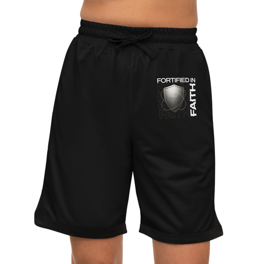 "Fortified In Faith " Unisex Basketball Rib Shorts - The Shield of Light