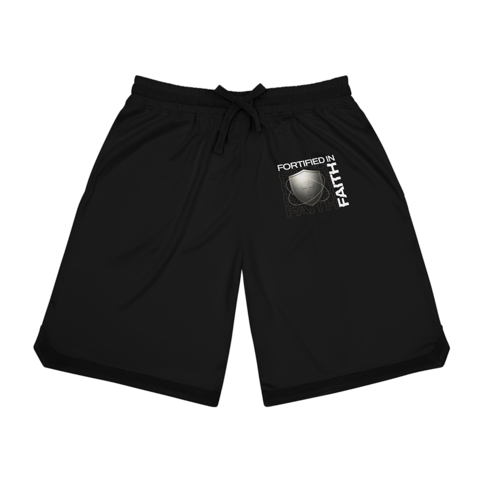 "Fortified In Faith " Unisex Basketball Rib Shorts - The Shield of Light