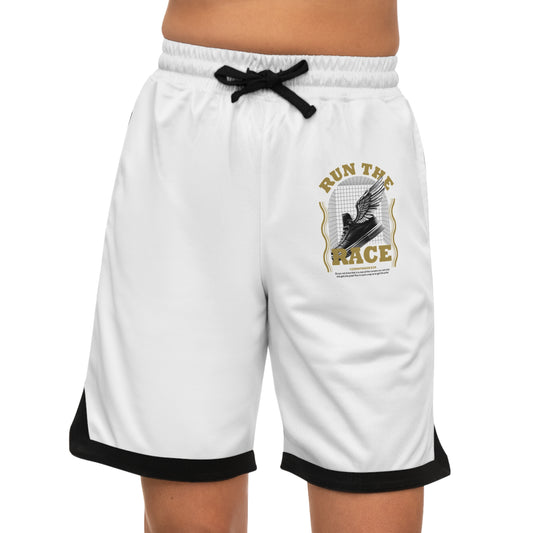 "Run The Race "  Unisex Basketball Rib Shorts - The Shield of Light