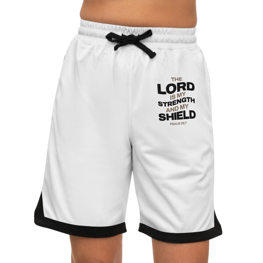 "The Lord Is My Strength and My Shield Psalm 28:7" Unisex Basketball Rib Shorts - The Shield of Light