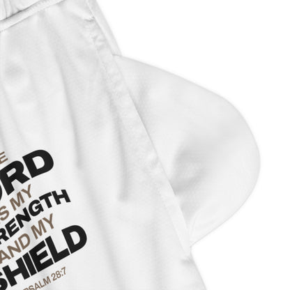 "The Lord Is My Strength and My Shield Psalm 28:7" Unisex Basketball Rib Shorts - The Shield of Light
