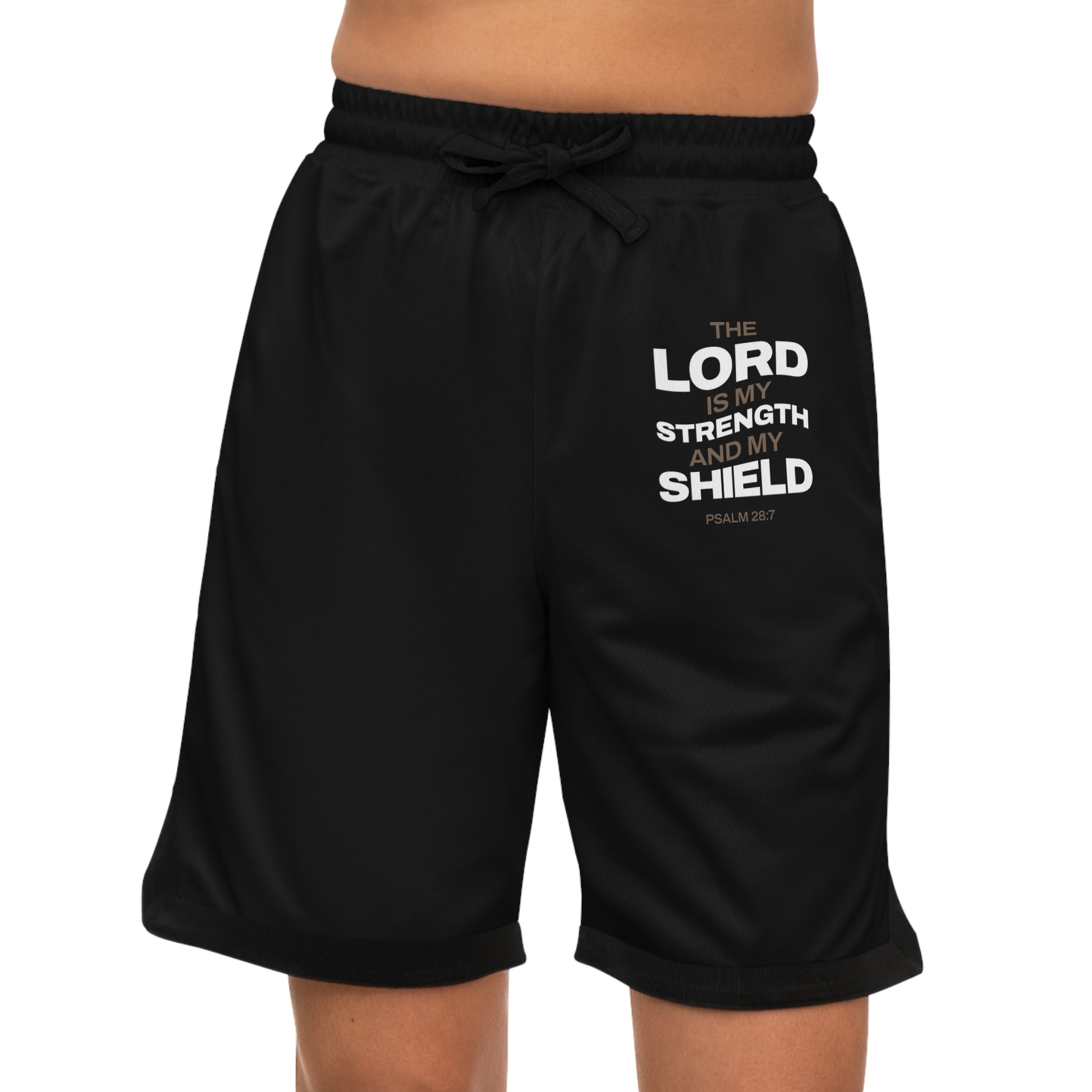 "The Lord Is My Strength and My Shield Psalm 28:7" Unisex Basketball Rib Shorts - The Shield of Light