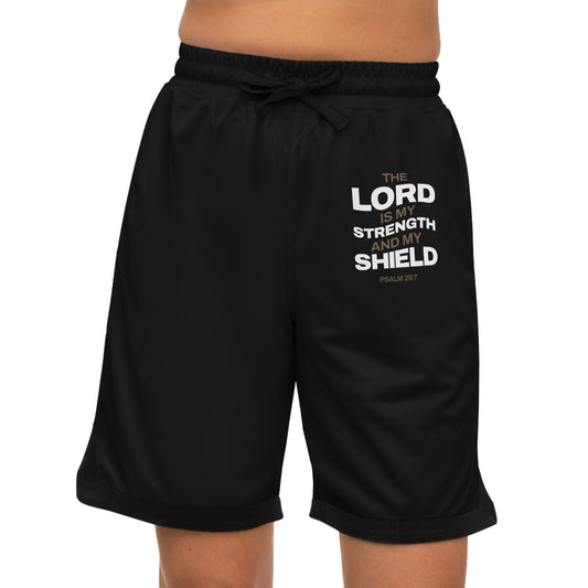 "The Lord Is My Strength and My Shield Psalm 28:7" Unisex Basketball Rib Shorts - The Shield of Light