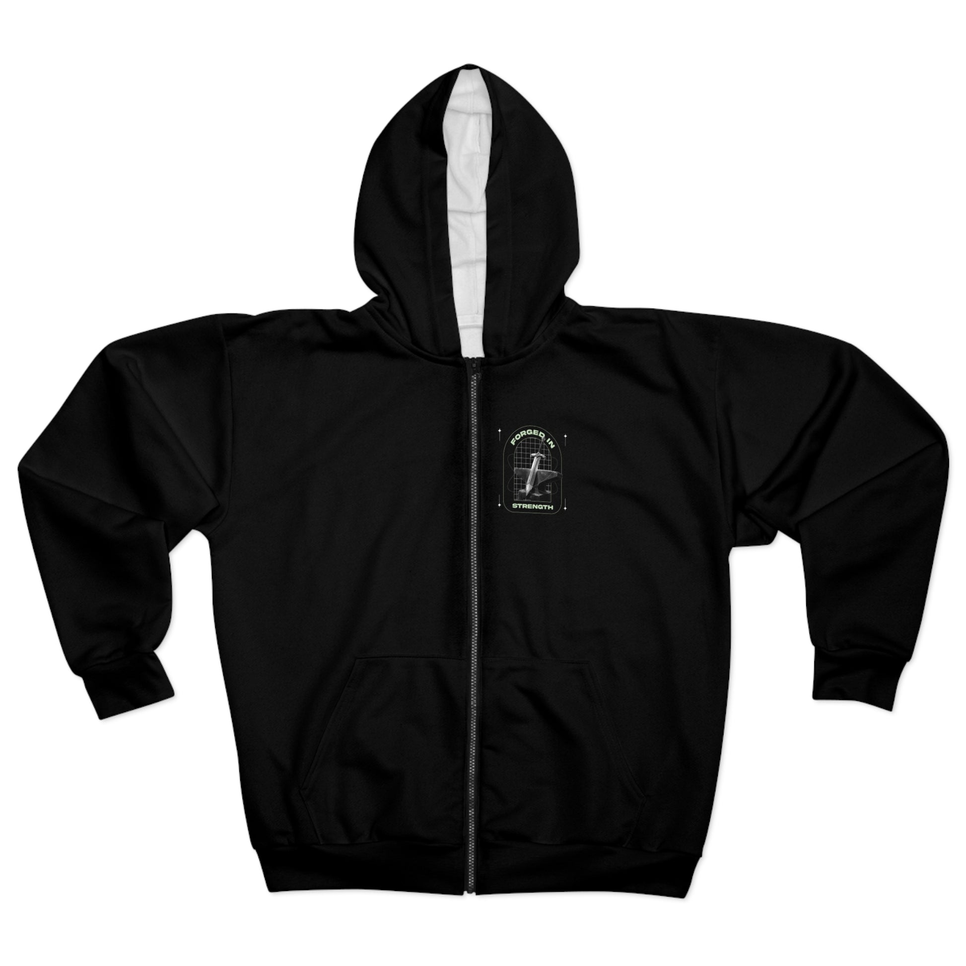 "Forged In Strength" Unisex Zip Hoodie - The Shield of Light
