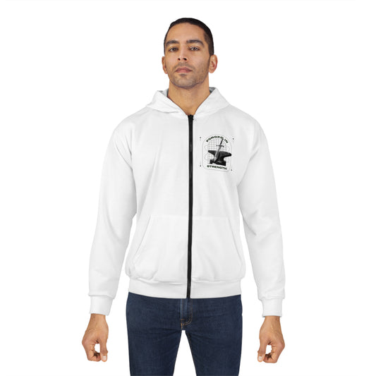 "Forged In Strength" Unisex Zip Hoodie - The Shield of Light