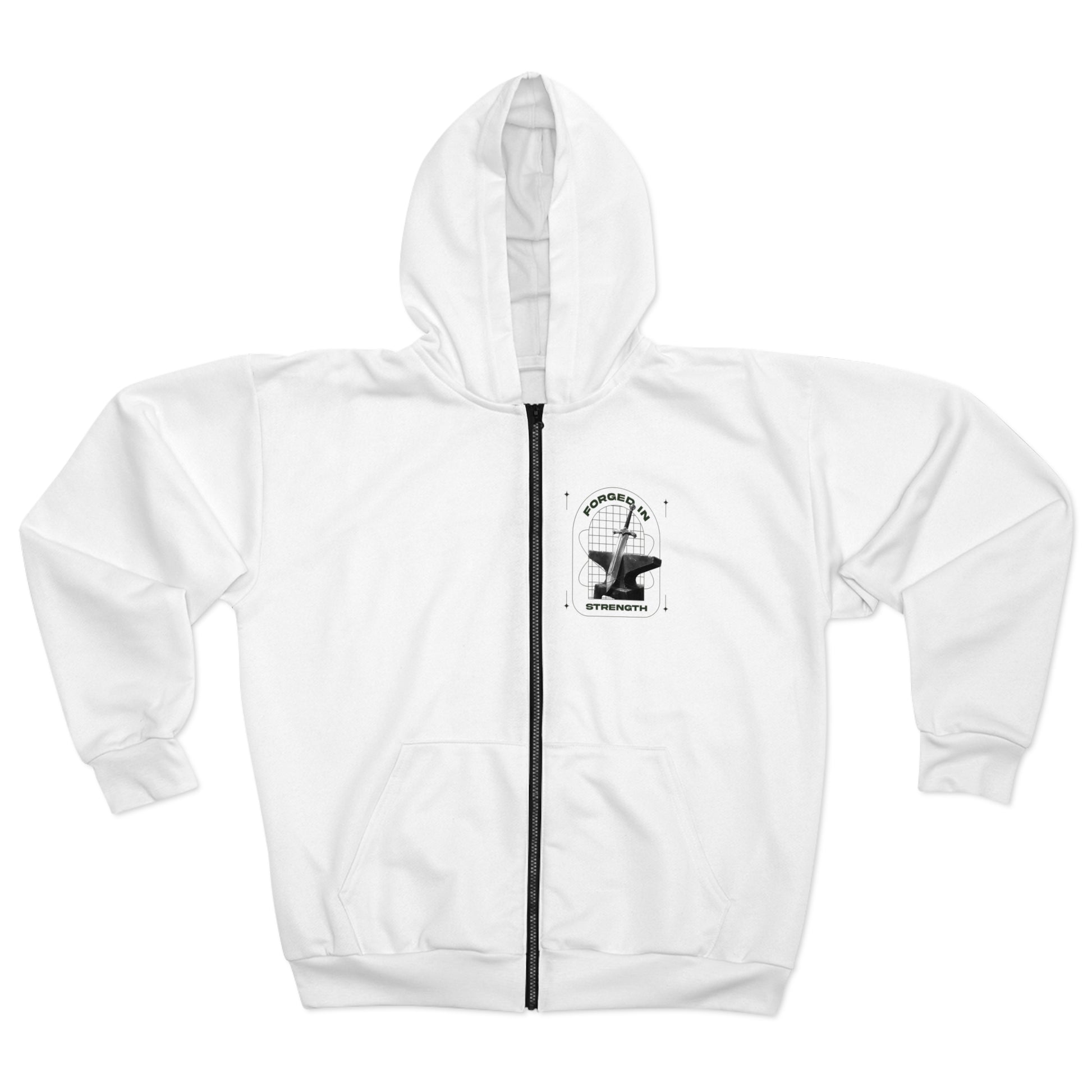 "Forged In Strength" Unisex Zip Hoodie - The Shield of Light