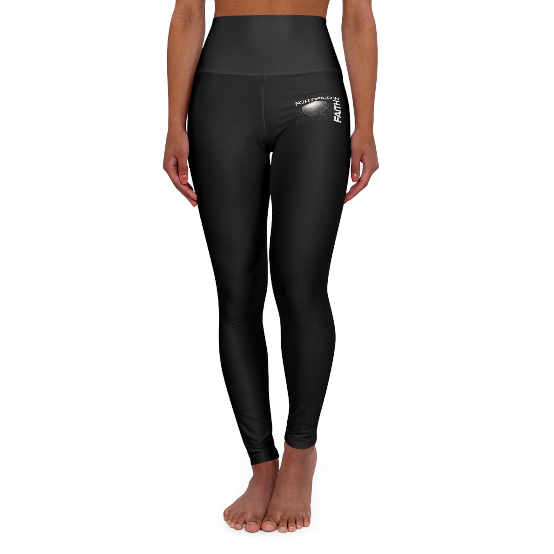 "Fortified In Faith " Unisex High Waisted Yoga Leggings - The Shield of Light