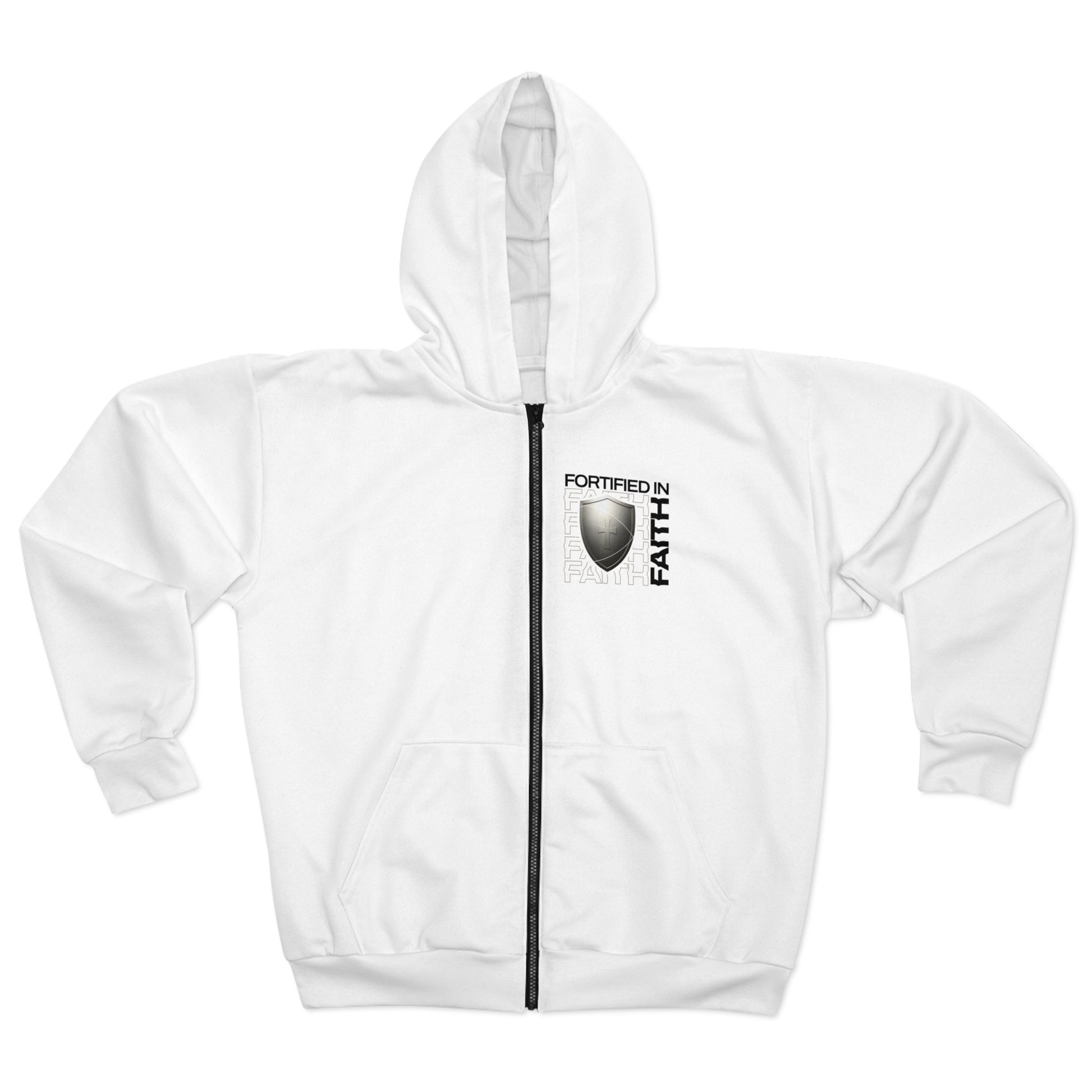 "Fortified In Faith " Unisex Zip Hoodie - The Shield of Light