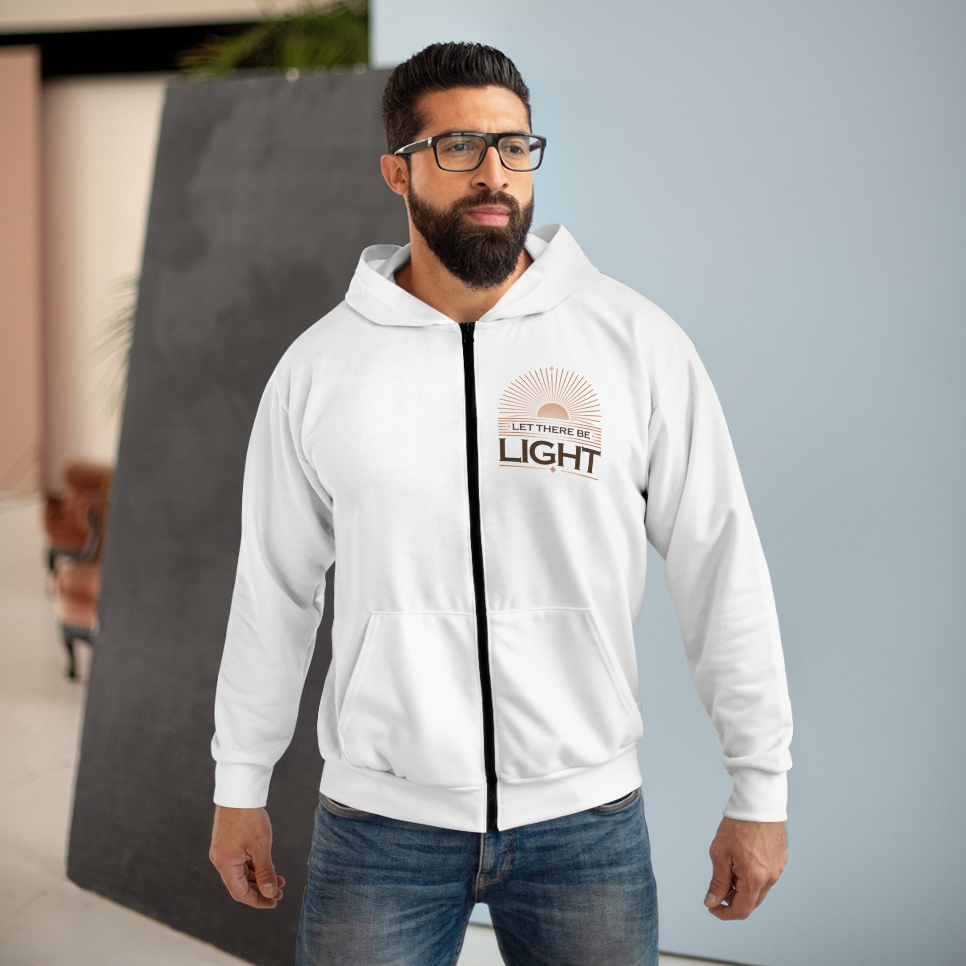 'Let There Be Light' Unisex Zip Hoodie - The Shield of Light