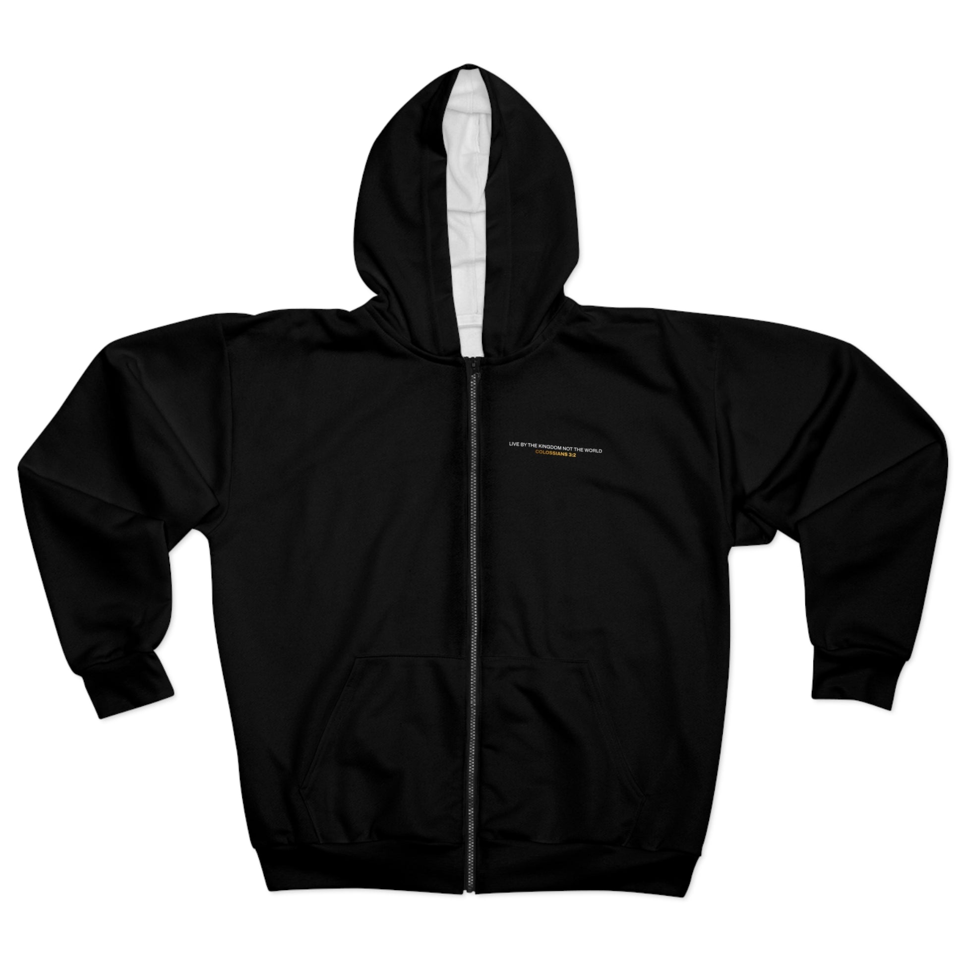 "Live By the Kingdom Not the World Colossians 3:2" Unisex Zip Hoodie - The Shield of Light