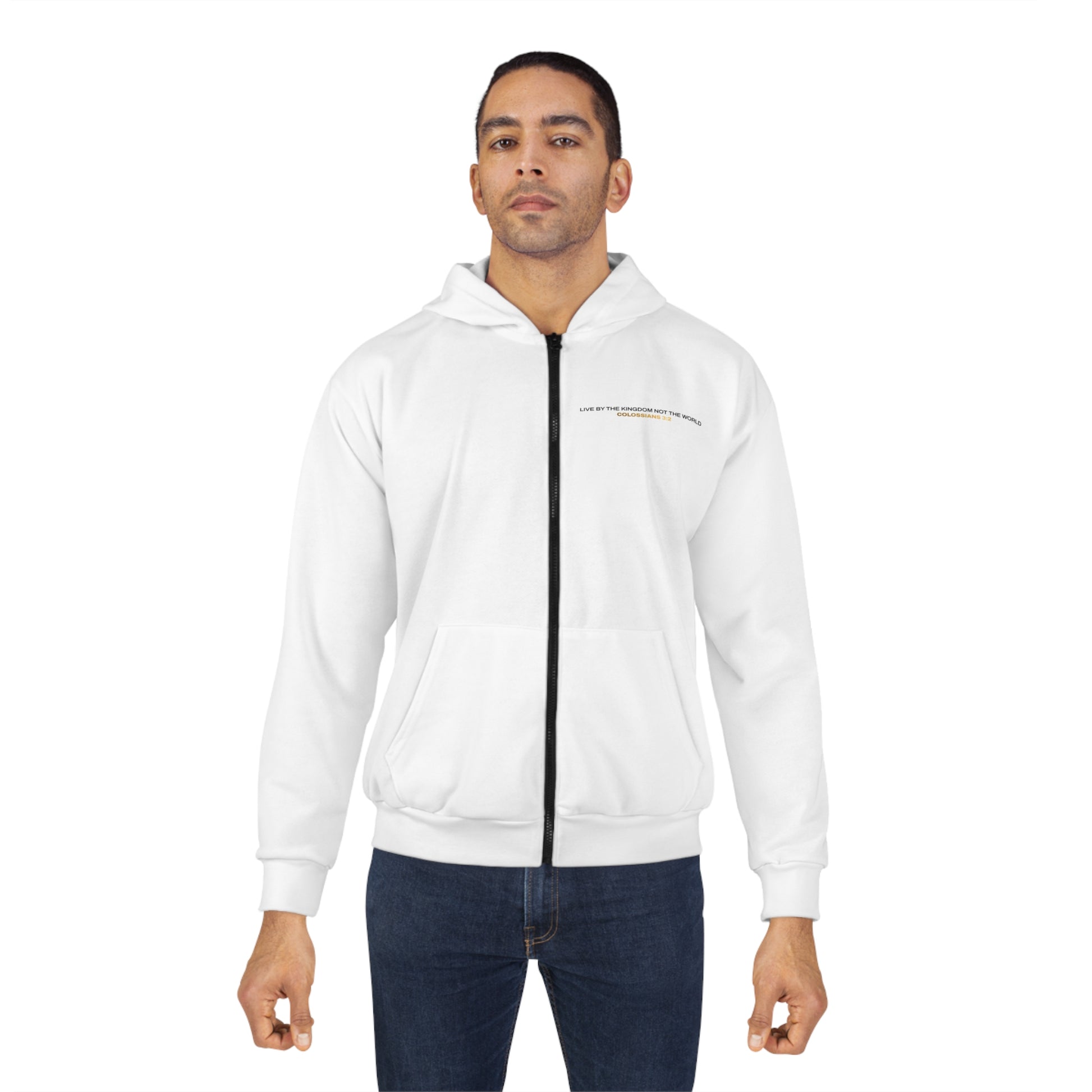 "Live By the Kingdom Not the World Colossians 3:2" Unisex Zip Hoodie - The Shield of Light
