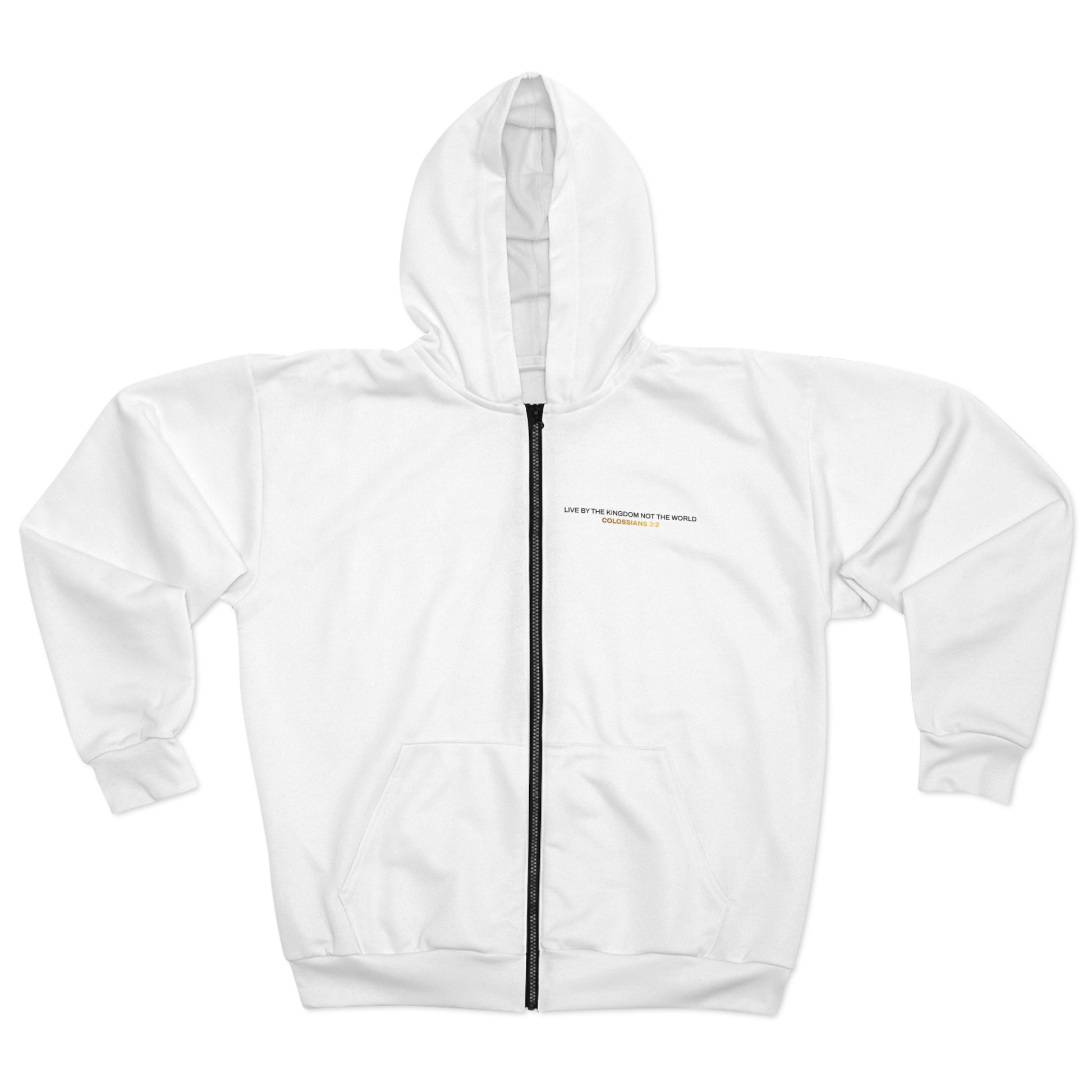 "Live By the Kingdom Not the World Colossians 3:2" Unisex Zip Hoodie - The Shield of Light
