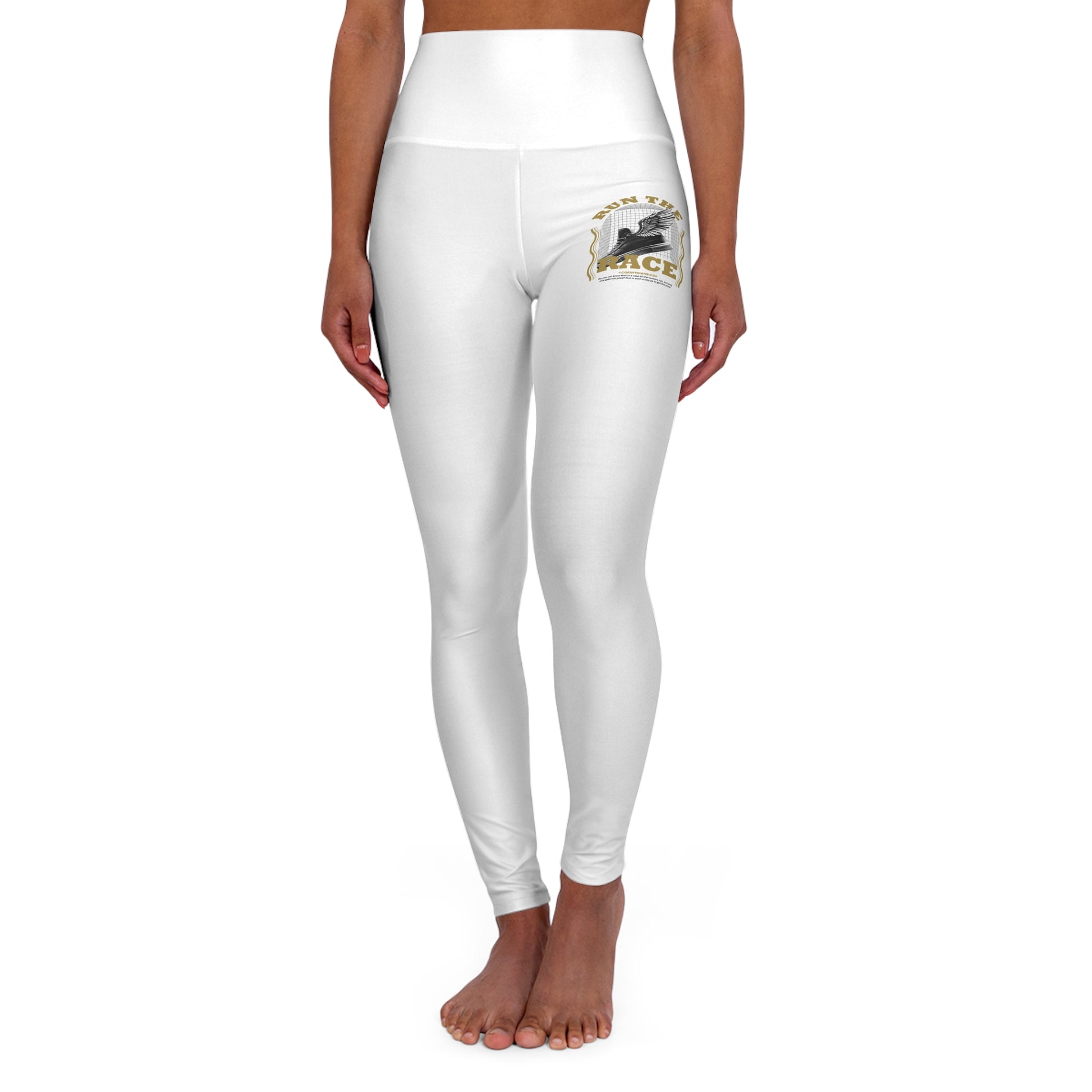 "Run The Race "  Unisex High Waisted Yoga Leggings - The Shield of Light