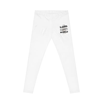 "The Lord Is My Strength and My Shield Psalm 28:7" Unisex Casual Leggings - The Shield of Light