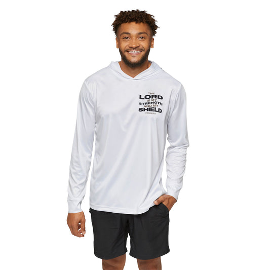 "The Lord Is My Strength and My Shield Psalm 28:7"  Sports Warmup Hoodie - The Shield of Light