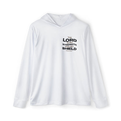 "The Lord Is My Strength and My Shield Psalm 28:7"  Sports Warmup Hoodie - The Shield of Light