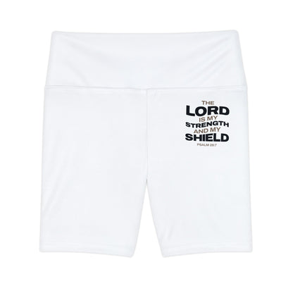 "The Lord Is My Strength and My Shield Psalm 28:7" Unisex Workout Shorts - The Shield of Light