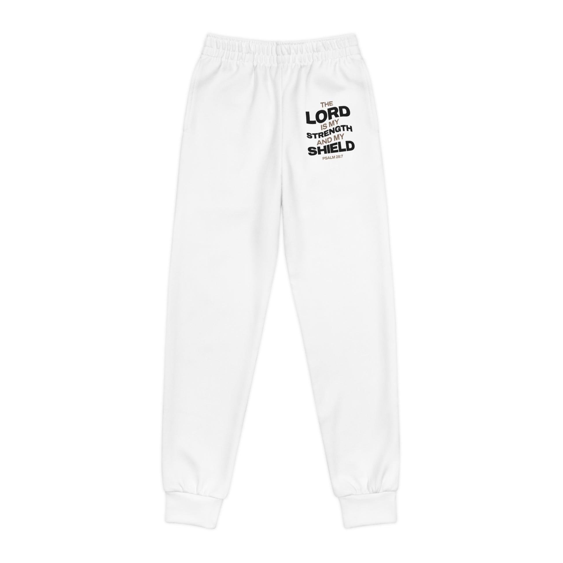 "The Lord Is My Strength and My Shield Psalm 28:7" Unisex Youth Joggers - The Shield of Light
