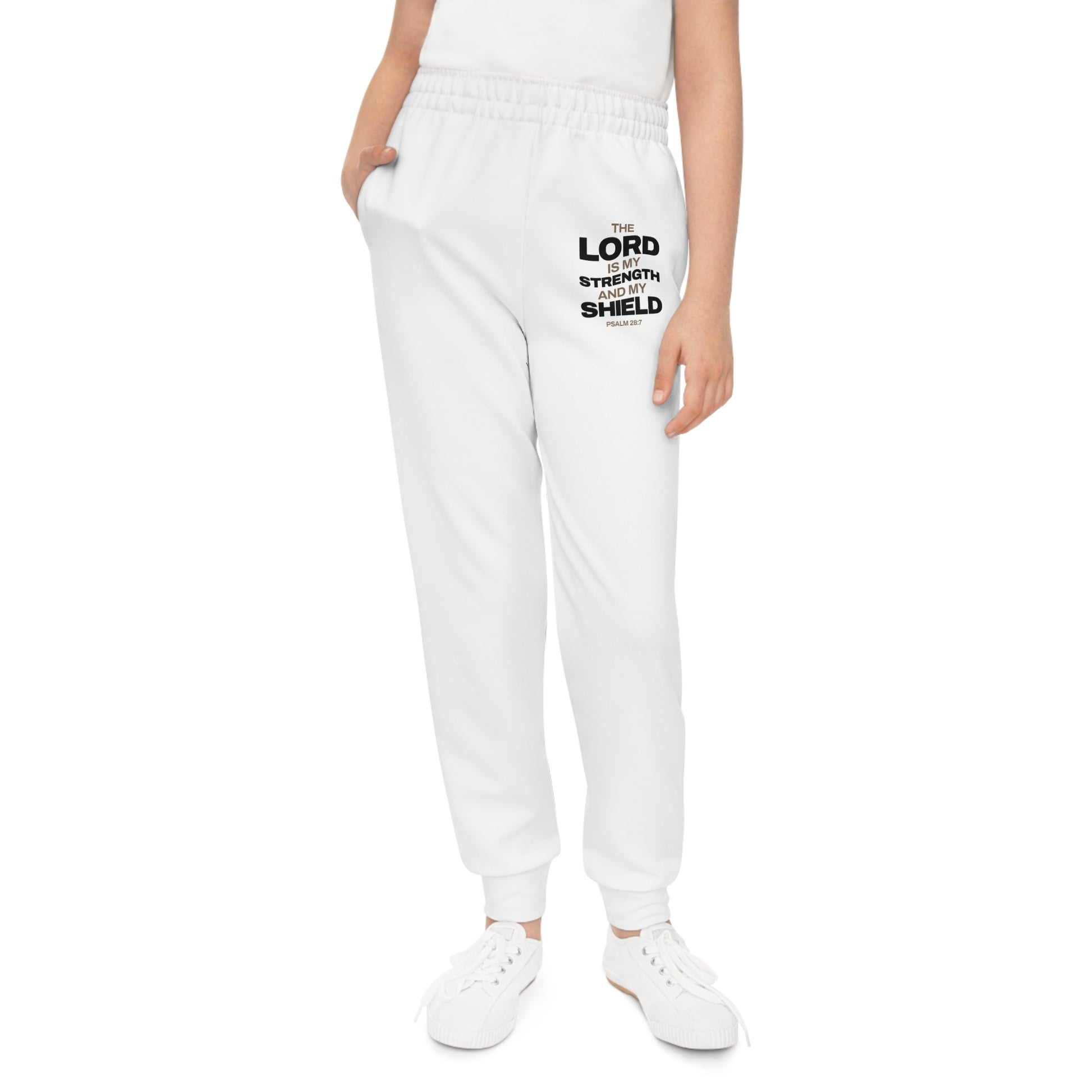 "The Lord Is My Strength and My Shield Psalm 28:7" Unisex Youth Joggers - The Shield of Light