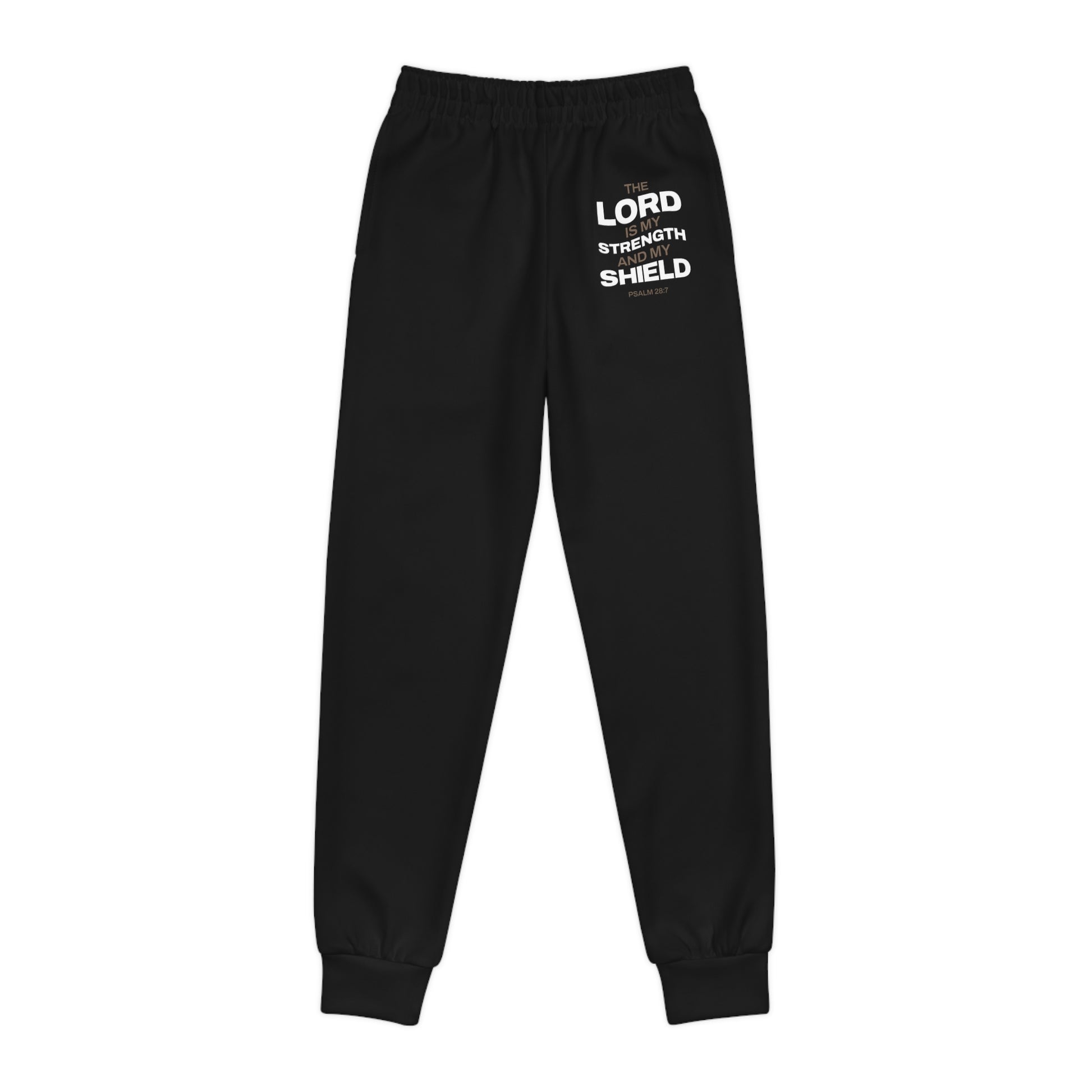 "The Lord Is My Strength and My Shield Psalm 28:7" Unisex Youth Joggers - The Shield of Light