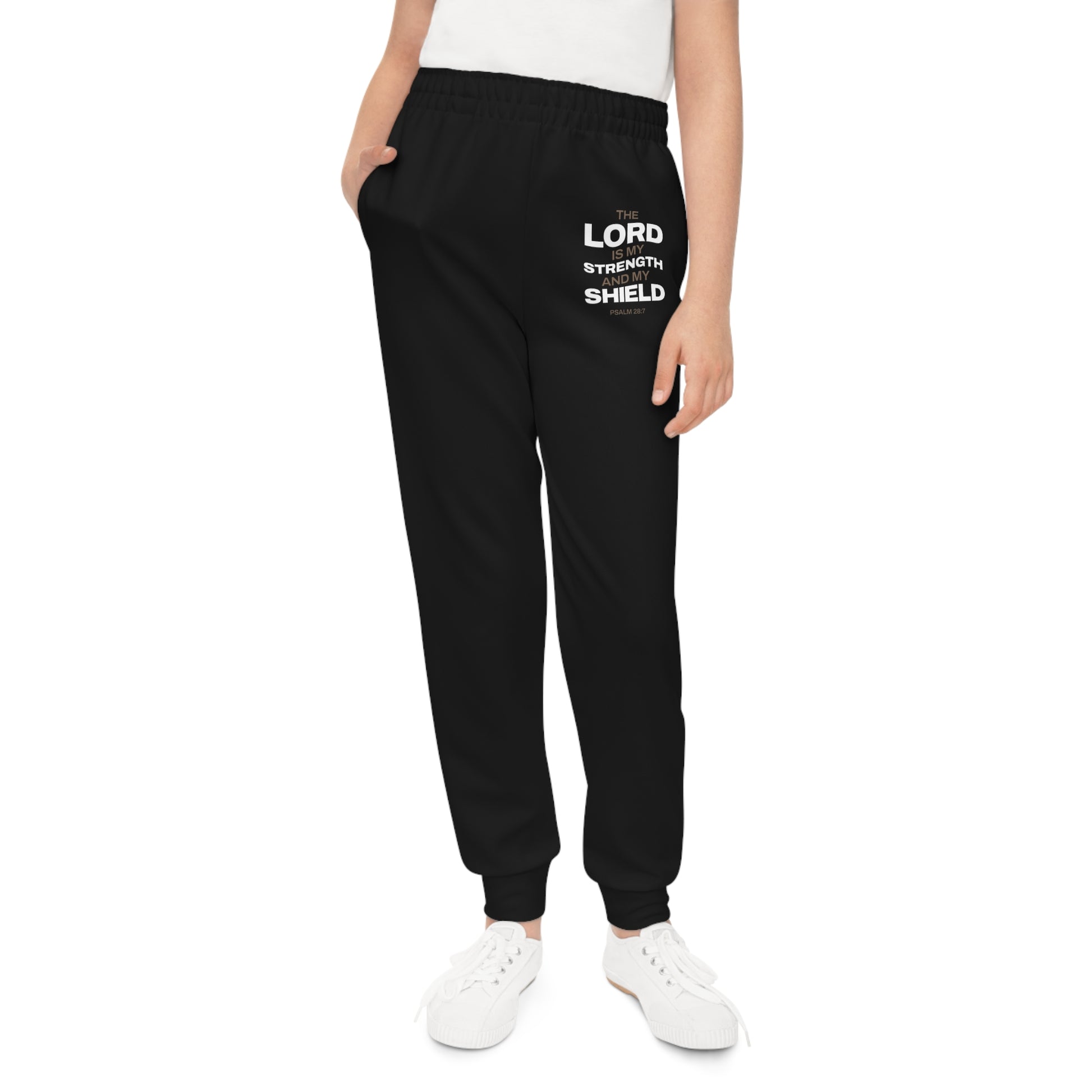 "The Lord Is My Strength and My Shield Psalm 28:7" Unisex Youth Joggers - The Shield of Light