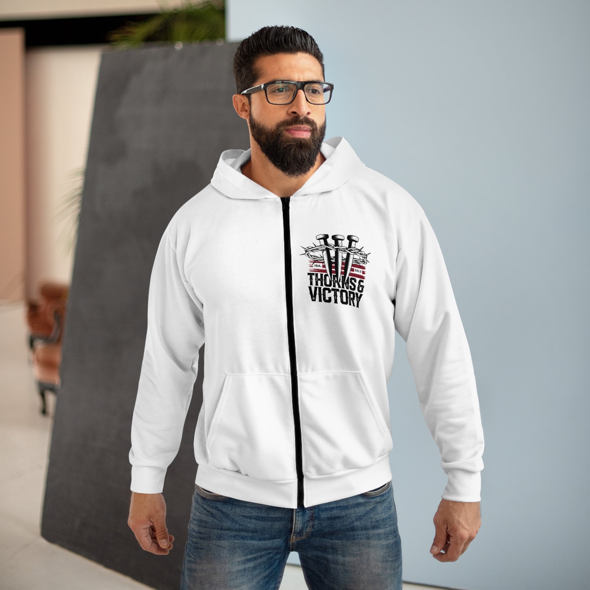 'Thorns & Victory' Unisex Zip Hoodie - The Shield of Light