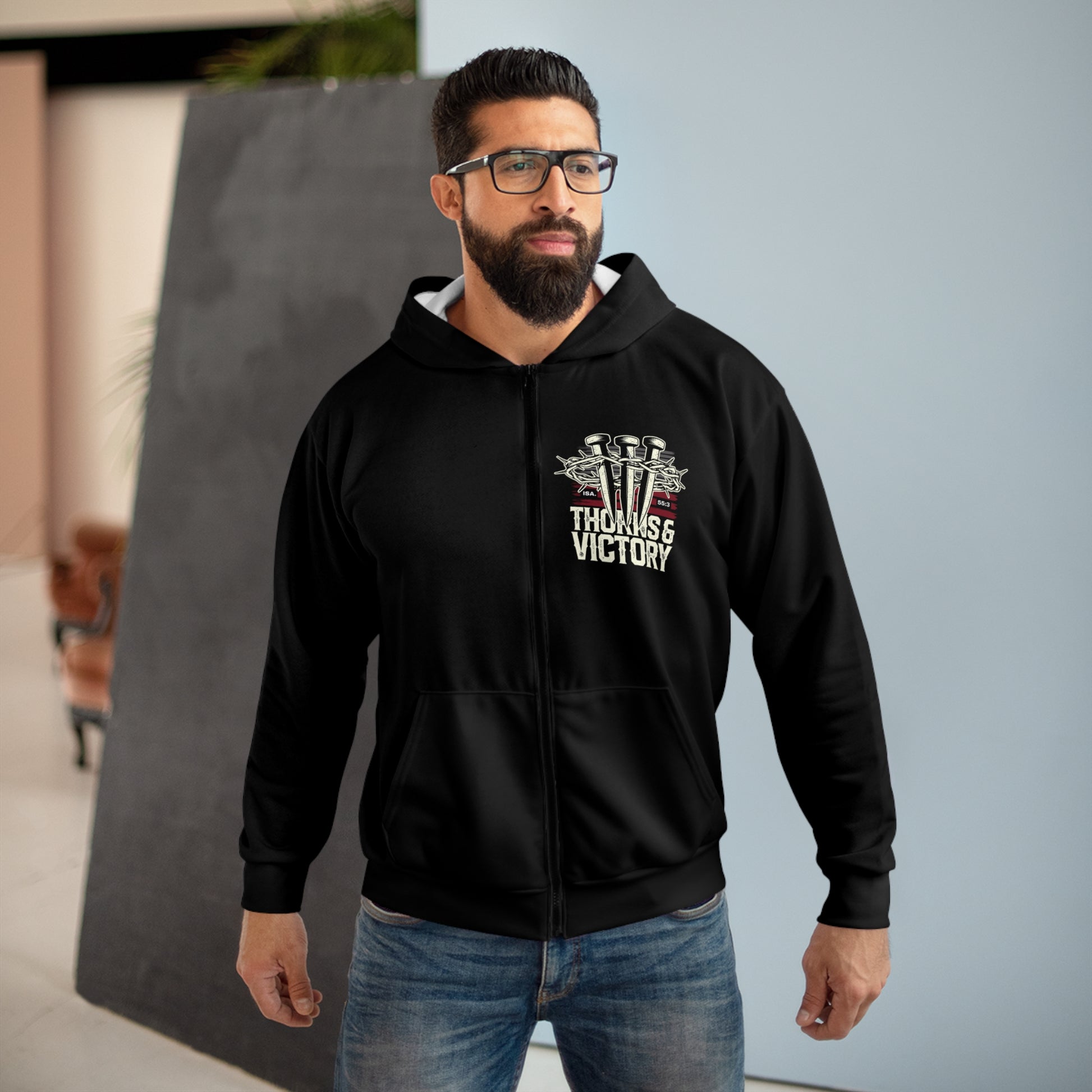'Thorns & Victory' Unisex Zip Hoodie - The Shield of Light